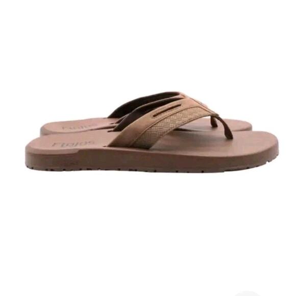 Flojos Men's Flip Flop Sandals, Tan, Size 9 Memory Foam Thong Comfort Shoe NEW - Picture 3 of 9